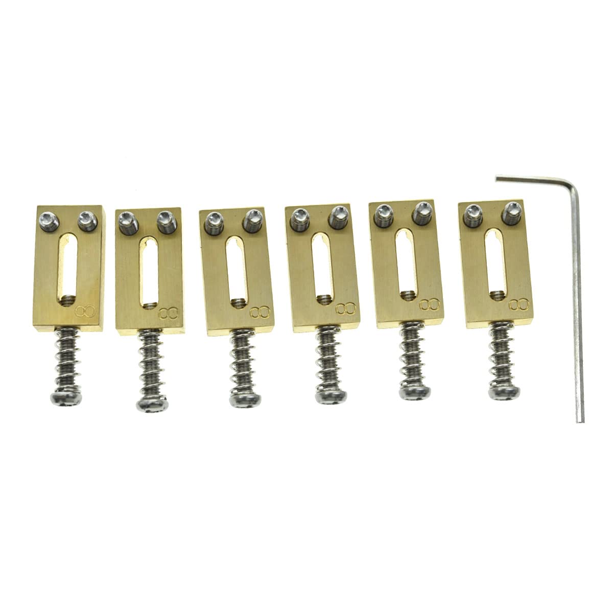 KAISH Solid Brass Guitar Bridge Saddles Brass Saddle 10.8mm String Spacing with Nickel Screws for Stratocaster/Telecaster